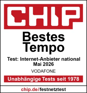 Sieger in der Kategorie „Speed“ im CHIP-Test „Internet-Anbieter national“ (Ausgabe 07/2026). 4 Anbieter im Vergleich.