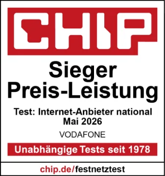 Sieger in der Kategorie „Preis/Leistung“ im CHIP-Test „Internet-Anbieter national“ (Ausgabe 07/2026). 4 Anbieter im Vergleich.