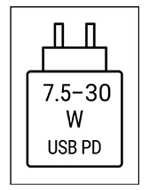 Das Gerät kann mit Netzteilen geladen werden, die eine Leistung zwischen 10 und 25 Watt USB PD liefern.
